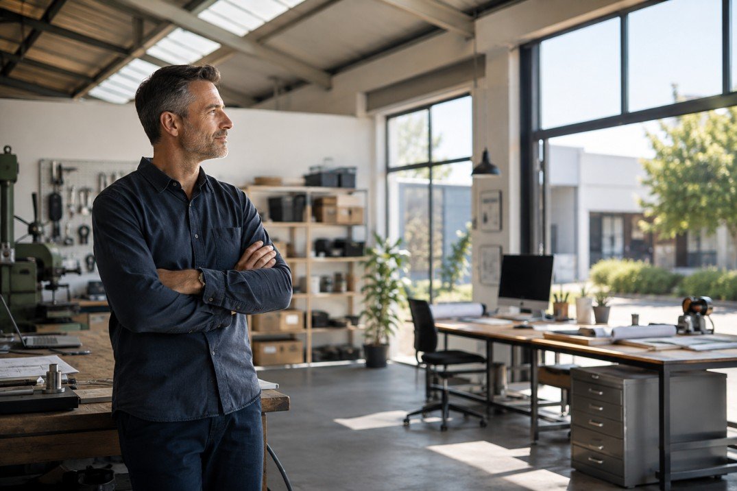 Business owner considering the next stage of the business