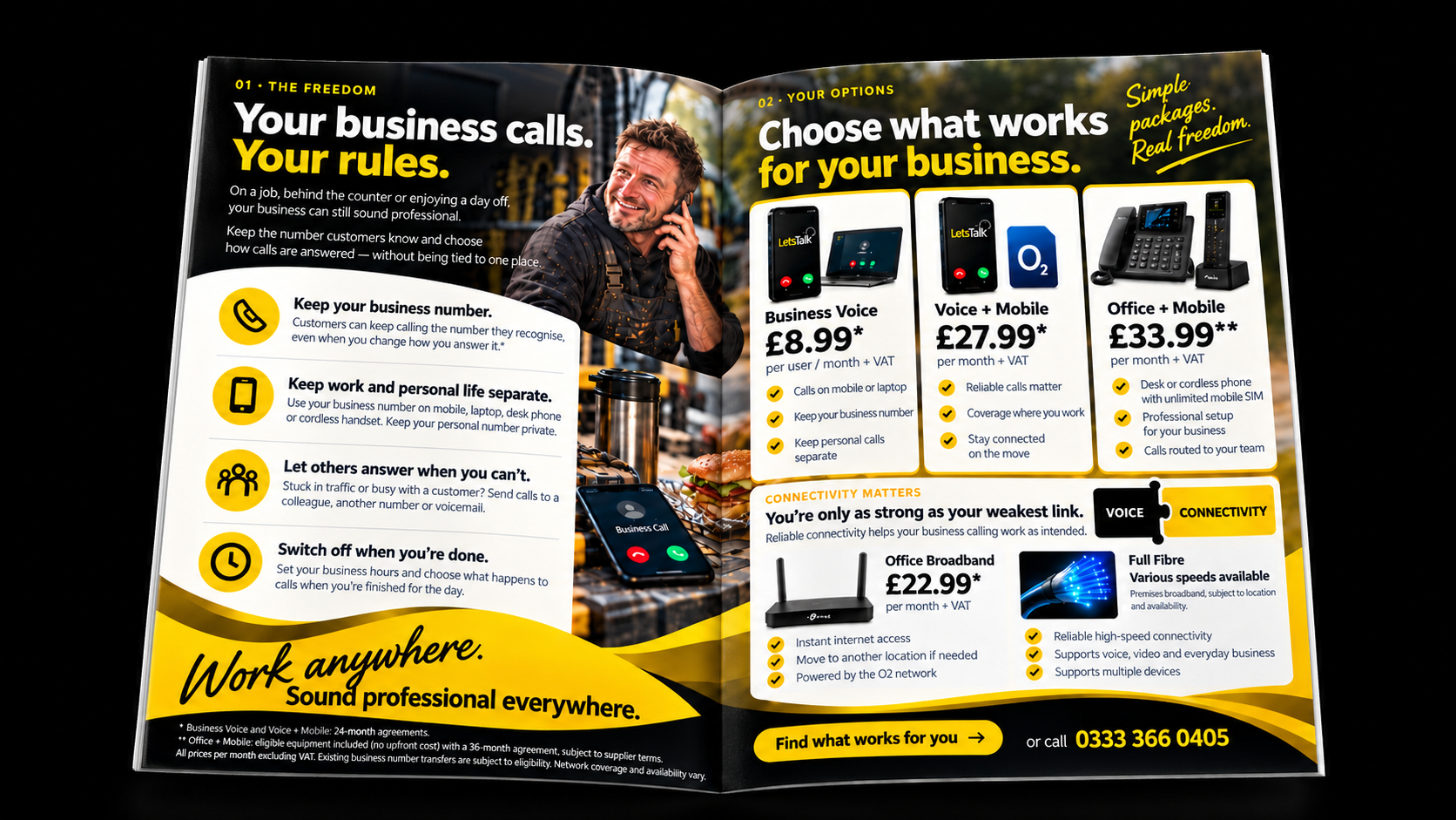 Work Anywhere flyer fully opened, with both inside pages